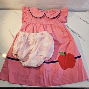 The Beaufort Bonnet Company Hot Pink Apple Applique GirlsDress Sz 2T W/ Shorts